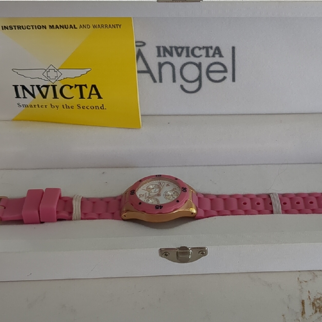 Invicta Pink And Gold Watch With Textured Band